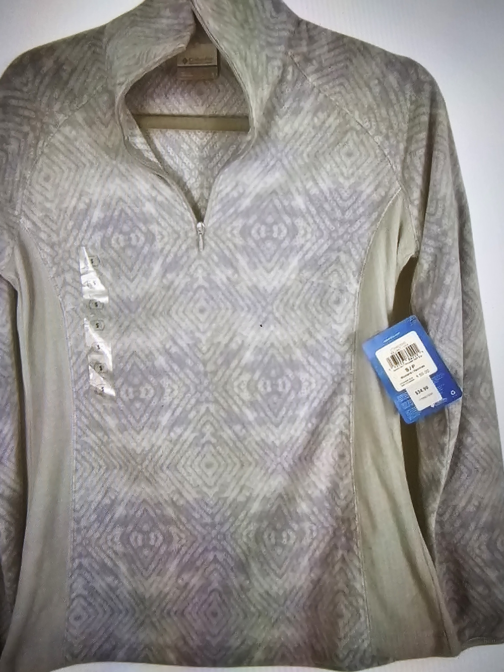 Columbia Glacial IV Print Half Zip Fleece Pullover NWT S Small Grey Geo